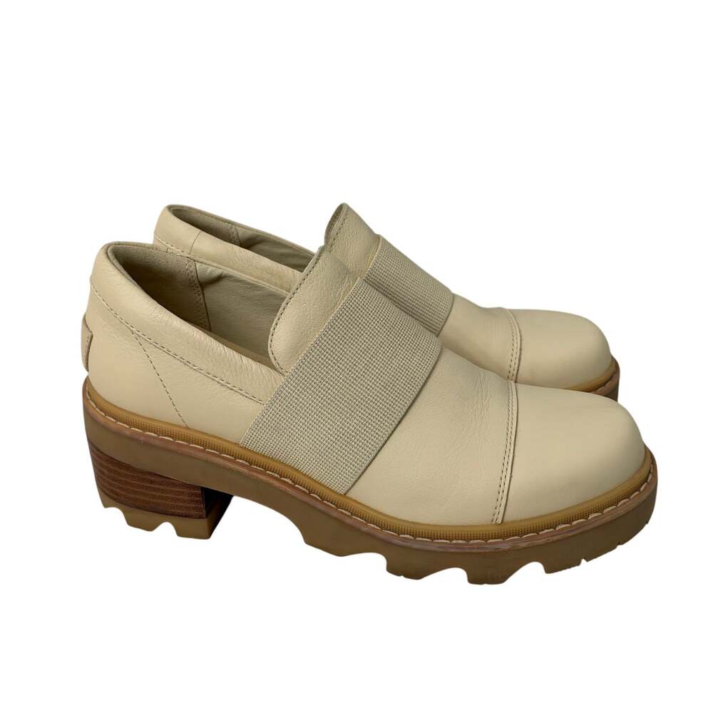 Sorel Joan Now City Loafer Women's Size 9 Beige Cream Leather Chunky Sole